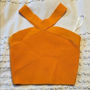 Babaton Orange Ribbed Tank Top
